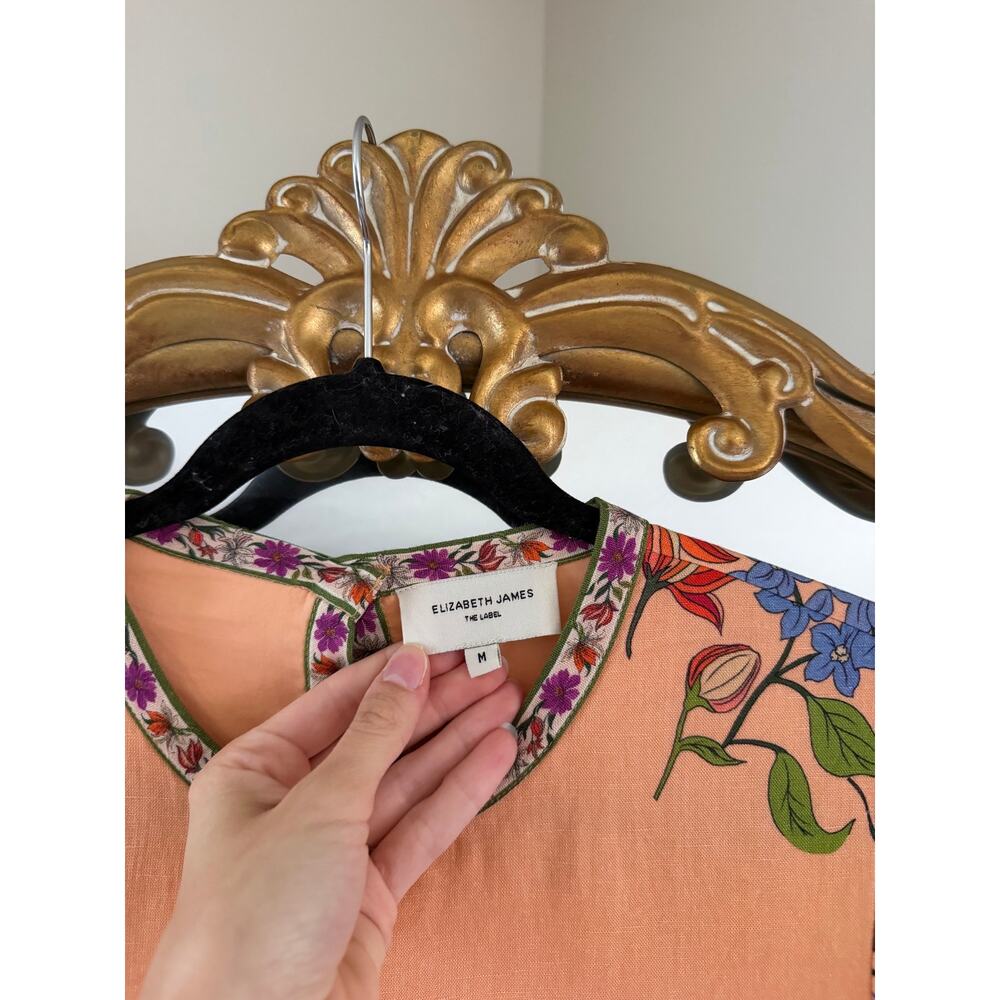 RARE Elizabeth James The Label Tess Midi Peach Floral Dress - Picture 3 of 10